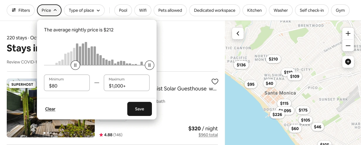 Airbnb 2019 filter bar